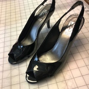 Black patent leather heels
